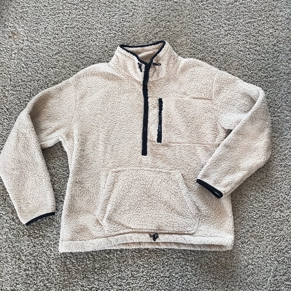 Victoria’s Secret VS PINK Sherpa Half Zip Pullover Champagne Size Medium